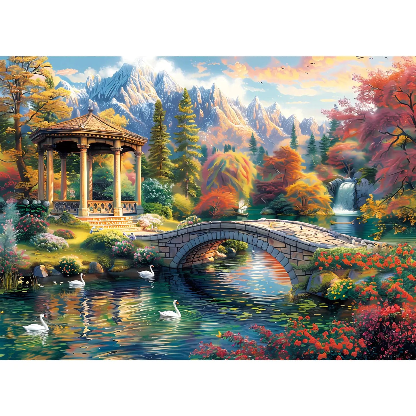 Autumn Swan Lake 300pc Jigsaw Puzzle
