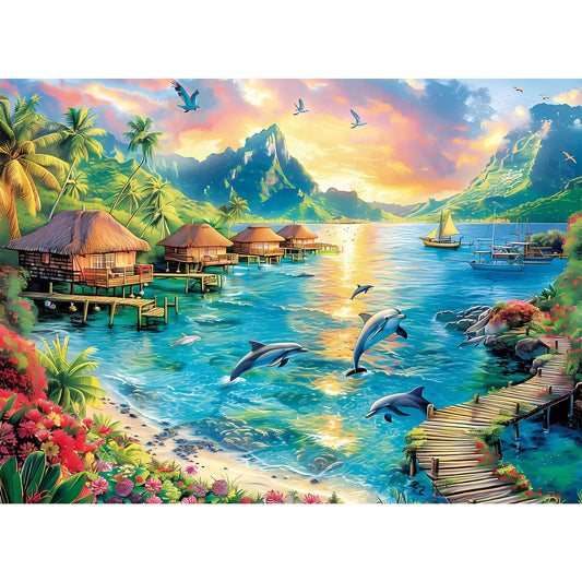 Dolphin Sunset 300-Piece Jigsaw Puzzle